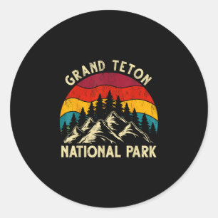 Adesivo Redondo Gráfico retrô vintage parque nacional grand teton