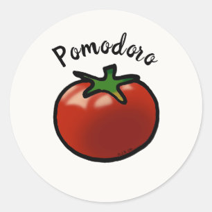 Adesivo Redondo Gráfico Rústico de Tomate Italiano Pomodoro