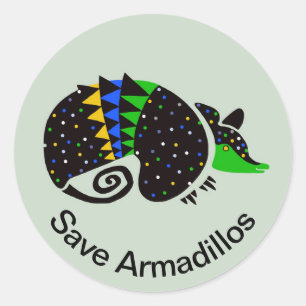 Adesivo Redondo Gráfico - Save ARMADILLOS - Wildlife - Nature -