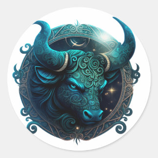 Adesivo Redondo Gráfico Taurus Zodiac