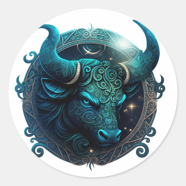 Adesivo Redondo Gráfico Taurus Zodiac (Frente)