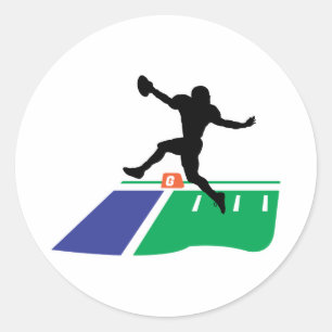 Adesivo Redondo gráfico vetorial de touchdown de futebol americano
