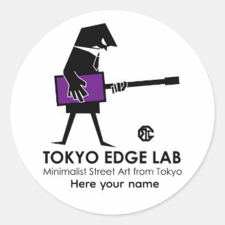 Adesivo Redondo Gráficos de Baixista Urbano Moderno - Tokyo Edge L