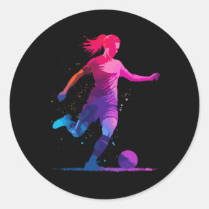 Adesivo Redondo Gráficos de Futebol E Futebol, Para Meninas Mulher