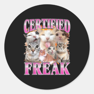 Adesivo Redondo Gráficos de gato certificados bootleg engraçado hu