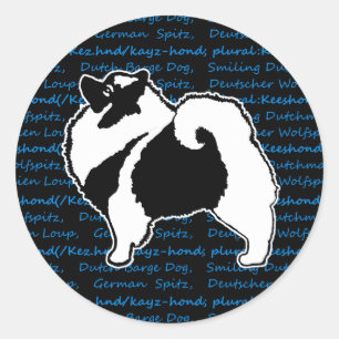 Adesivo Redondo Gráficos do Keeshond - arte original bonito do c