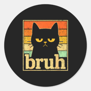 Adesivo Redondo Gráficos do Meme do Gato Bruh – Meme Retro do Gato