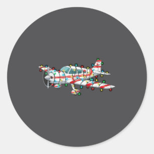 Adesivo Redondo Gráficos Engraçados de Avião de Natal Luzes Amante