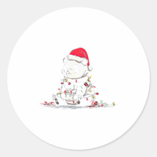 Adesivo Redondo Gráficos Engraçados de Natal de Panda Amante de Lu