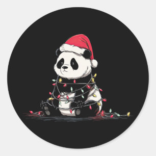 Adesivo Redondo Gráficos Engraçados de Natal de Panda Amante de Lu