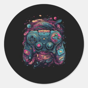 Adesivo Redondo Gráficos Gamer De Nerd Para Jogadores De Jogos