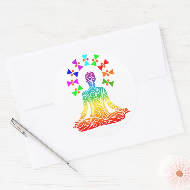 Adesivo Redondo Gráficos Yoga Day (Envelope)
