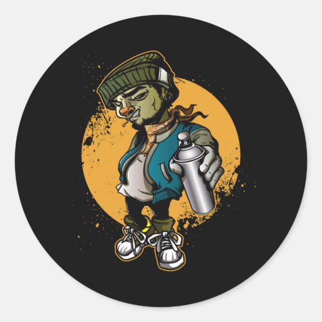 Adesivo Redondo Grafite Artista Spray Paintings Pintores Grafite (Frente)