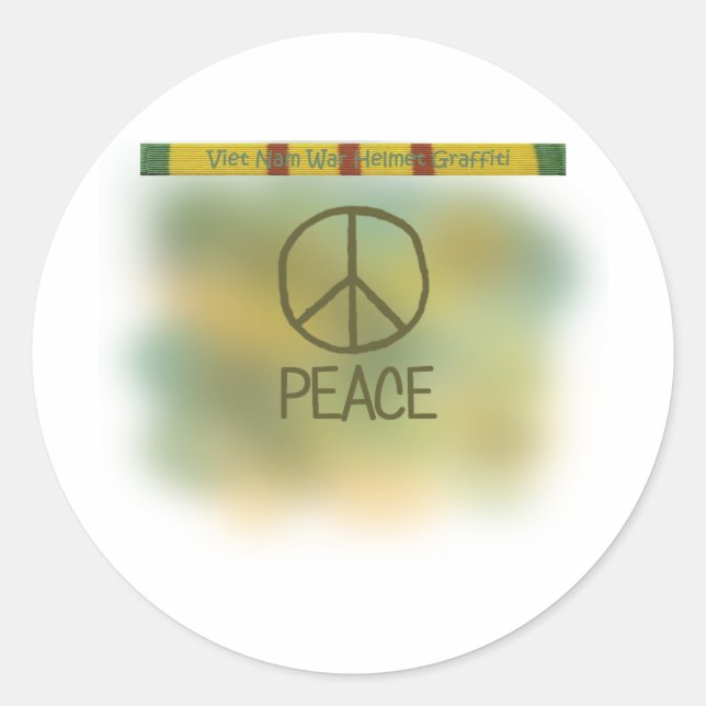 Adesivo Redondo Grafite de capacete de guerra do Vietnã (Frente)