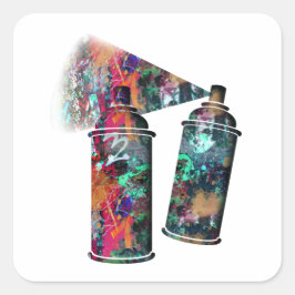 Adesivo Redondo Grafite e latas de pulverização de pintura