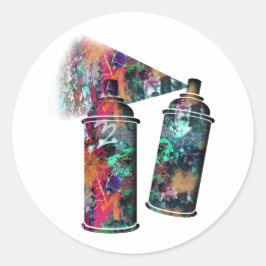 Adesivo Redondo Grafite e latas de pulverização de pintura