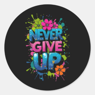 Adesivo Redondo Grafite Floral Inspiracional - Nunca Desistir de S