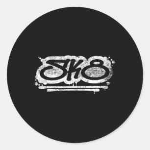 Adesivo Redondo Grafite Sk8 Distressed Para Skater E Skateboardi