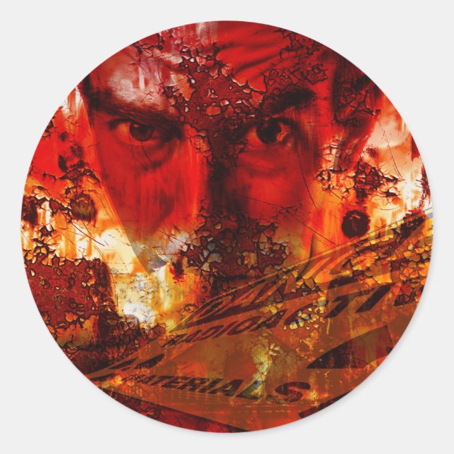 Adesivo Redondo Grafite Vermelho (Frente)