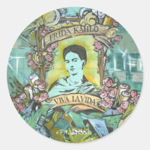 Adesivo Redondo Grafites de Frida Kahlo