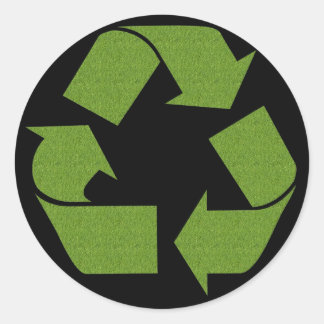 Adesivo Redondo Grama de Símbolo de reciclar