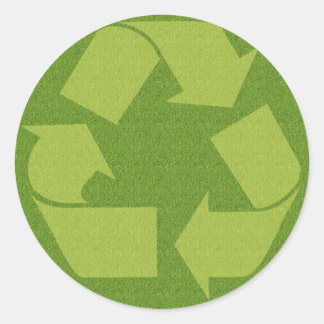 Adesivo Redondo Grama de Símbolo de reciclar