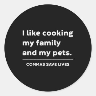 Adesivo Redondo Gramática Divertida Como Cozinhar Família E Vírgul