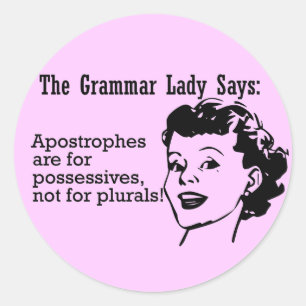 Adesivo Redondo Grammar Lady Apostrophes Stickers