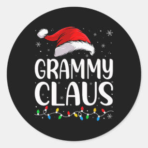 Adesivo Redondo Grammy Claus Christmas Lights Pajama Family Matchi
