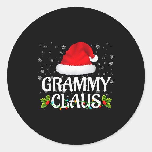 Adesivo Redondo Grammy Claus Christmas Lights Santa Pajama Family  (Frente)