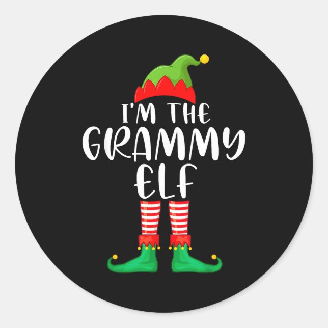 Adesivo Redondo Grammy Elf Matching Family Group Christmas Party P (Frente)