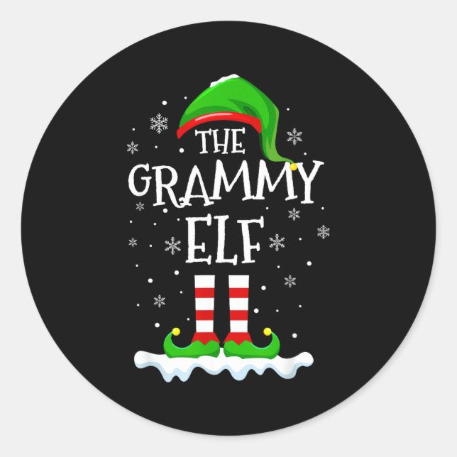 Adesivo Redondo Grammy Elf Squad Xmas Family Matching Group Christ (Frente)