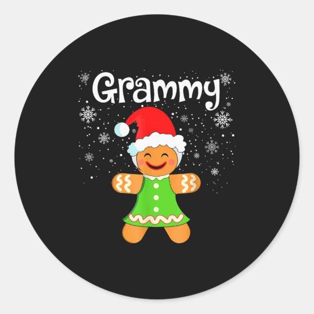 Adesivo Redondo Grammy Gingerbread Family Matching Christmas Women (Frente)