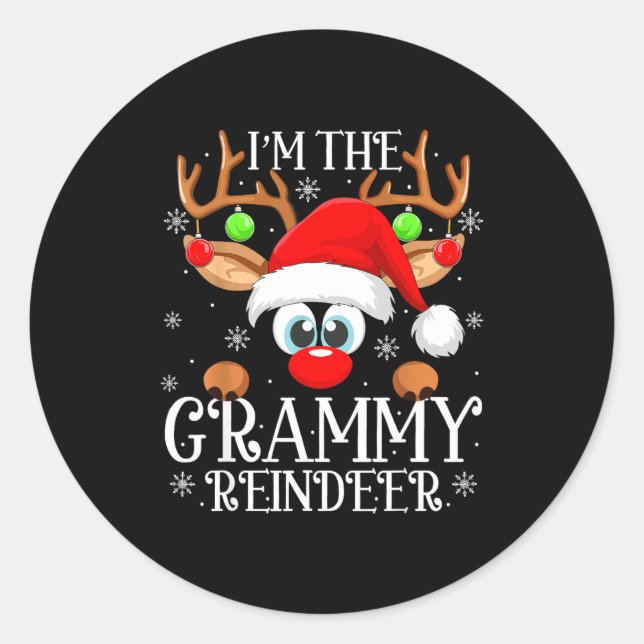 Adesivo Redondo Grammy Reindeer Christmas Family Matching Group Fu (Frente)