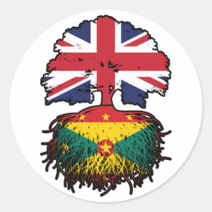 Adesivo Redondo Granada Grenade British Tree Roots Flag