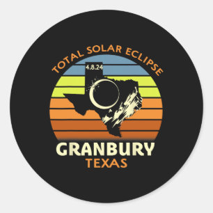 Adesivo Redondo Granbury Texas Total Solar Eclipse 2024