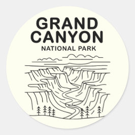 Adesivo Redondo Grand Canyon National Park Line Art