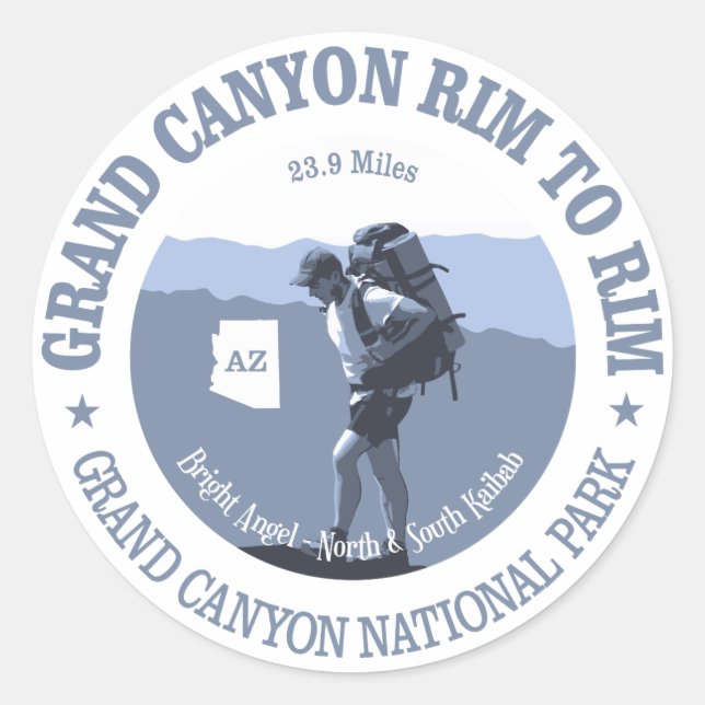 Adesivo Redondo Grand Canyon Rim para Rim Trail (BG) (Frente)