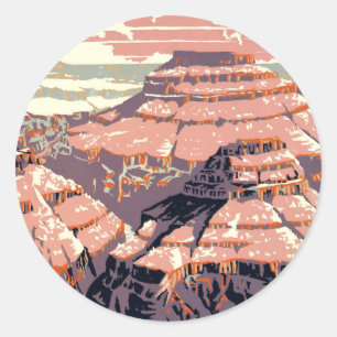 Adesivo Redondo Grand Canyon Western Graphic Art American