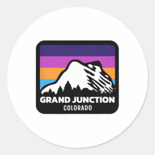 Adesivo Redondo Grand Junction Colorado Skiing Snowboard Family
