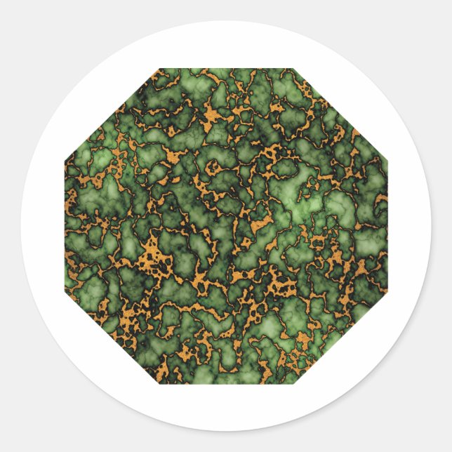 Adesivo Redondo Grand Moss Green e Dourado Marble (Frente)