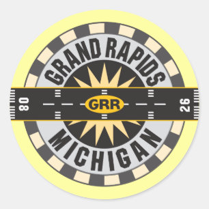 Adesivo Redondo Grand Rapids, aeroporto MI GRR