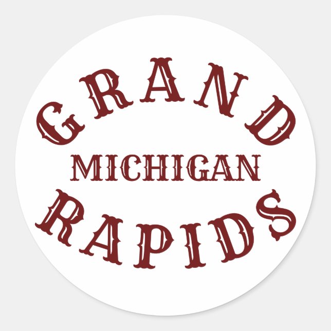 Adesivo Redondo Grand Rapids, Michigan Classic Round Sticker (Frente)