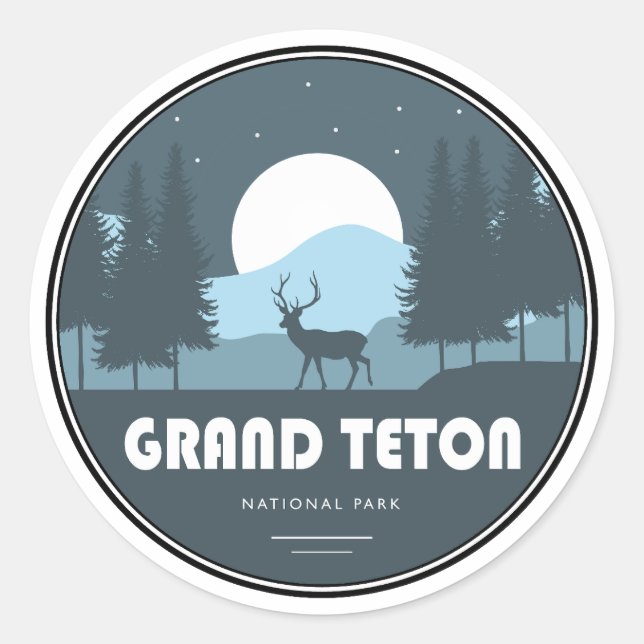 Adesivo Redondo Grand Teton National Park Deer (Frente)
