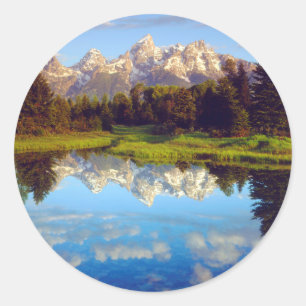 Adesivo Redondo Grand Tetons refletidos no rio Snake