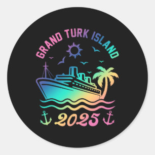 Adesivo Redondo Grand Turk Island 2025 Cruise Vacation Beach Trave