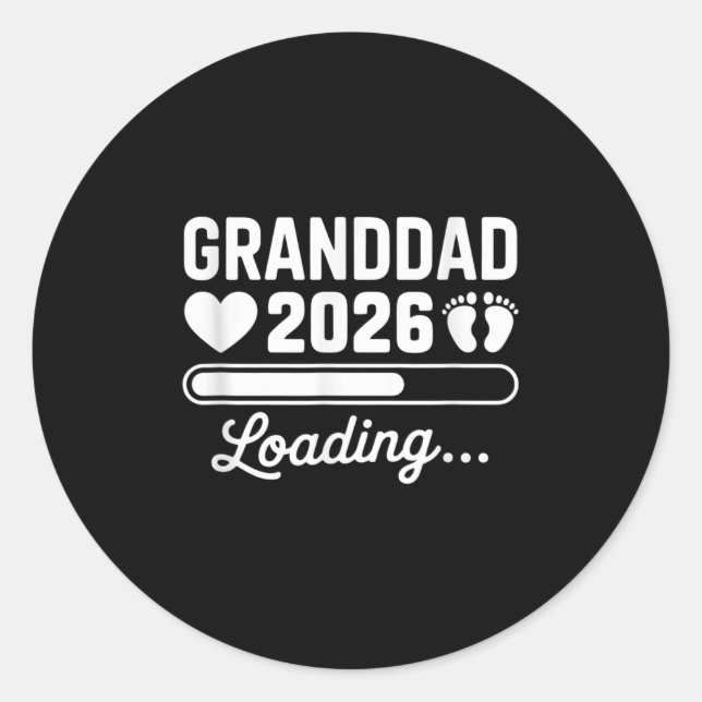 Adesivo Redondo Granddad 2026 Loading New Baby Pregnancy Reveal  (Frente)