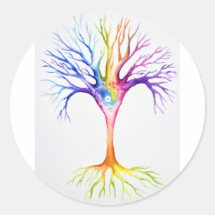 Adesivo Redondo Grande árvore neuronal colorida
