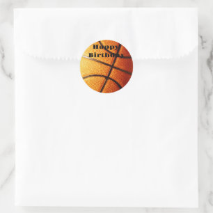 Adesivo Redondo Grande Basquete Laranja, Aniversário
