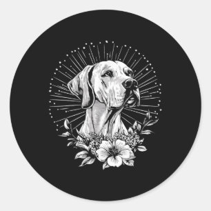 Adesivo Redondo Grande Cachorro Dane Lover Estilo Retro Tatuagem